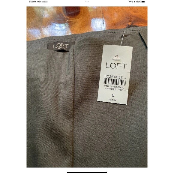 Ann Taylor Loft High Waist Womens 6P Pants Petite Gray Chino Dress Pockets NEW - Picture 3 of 8
